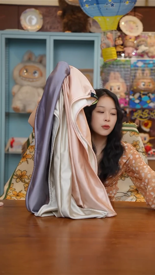 陶81-贵妇干发帽3个-米+粉+紫