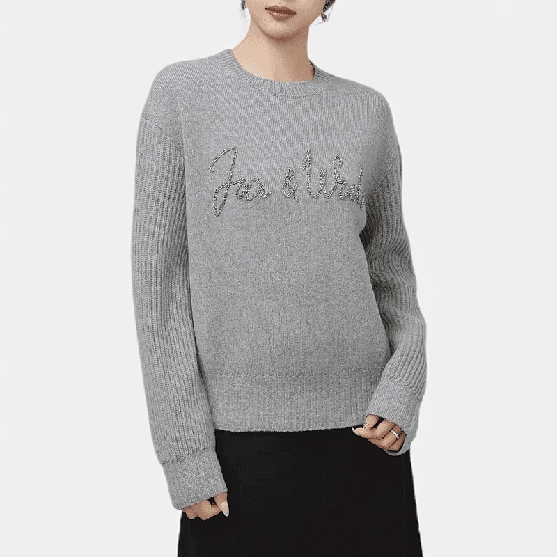 AMASS/阿玛施双旦春节圆领毛衣秋冬宽松山羊绒针织上衣女5399758