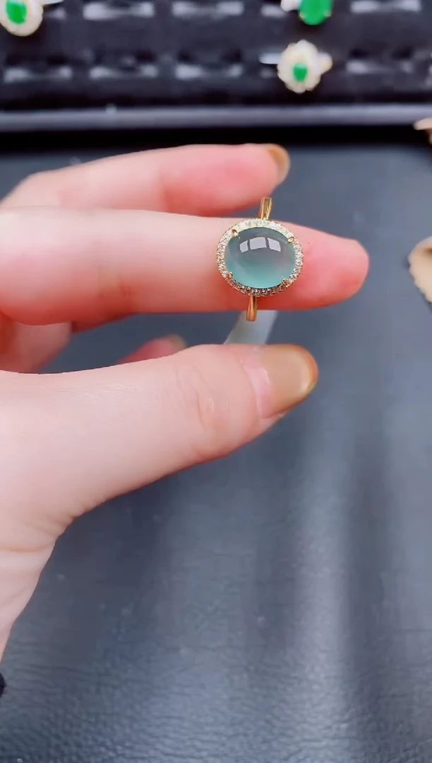 【闪购商品】翡翠戒指银S925镶嵌天然a货翡翠284