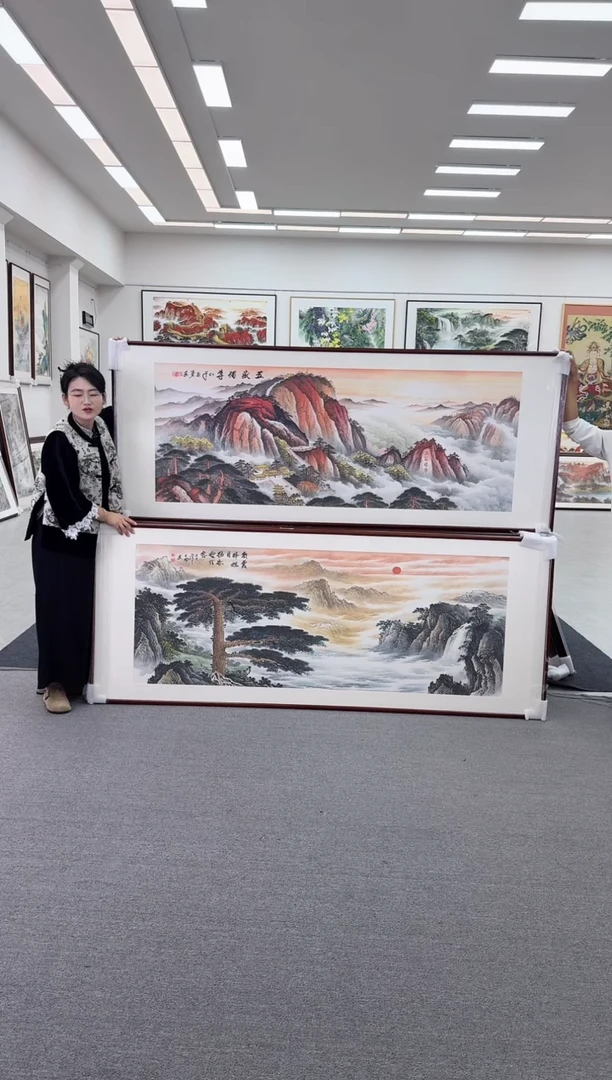 国画不***区手绘  219*88五岳独尊+219*88迎客松