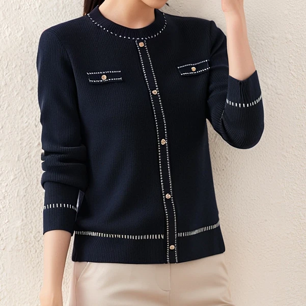 【新升级绵羊毛】秋季女士圆领毛衫百搭长袖打底衫亲肤显瘦针织上衣