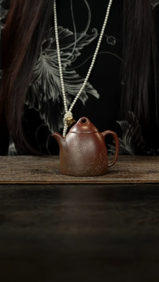 茶壶紫砂瓜**?柴烧秦权壶天青170cc