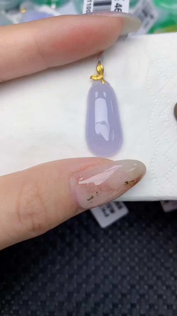 颈饰18K金镶嵌翡翠天然缅甸翡翠a货百元以上9元证书费自理