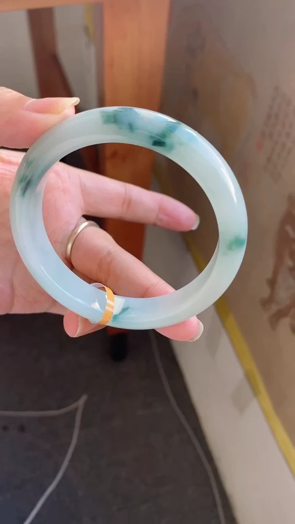 未镶嵌手镯翡翠（强推）果冻冰胶蓝绿底43号