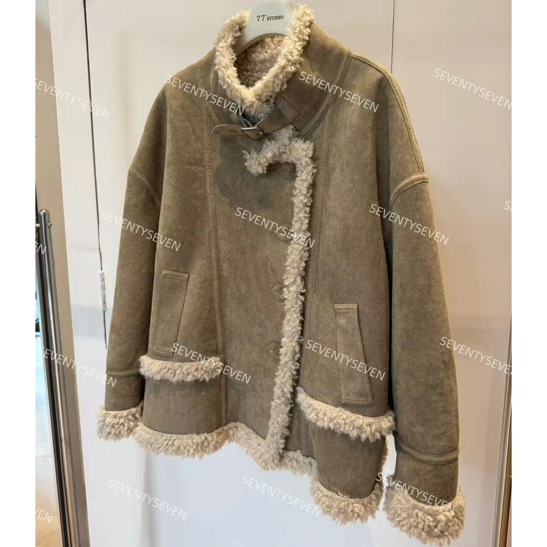 【77实体店】Korea韩系定制版皮毛一体立领外套#E695