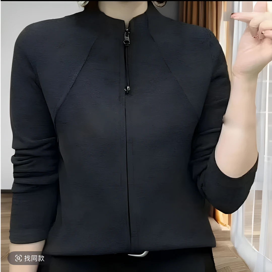 （现货）秋冬高弹双面德容时尚拉链开衫好看洋气百搭