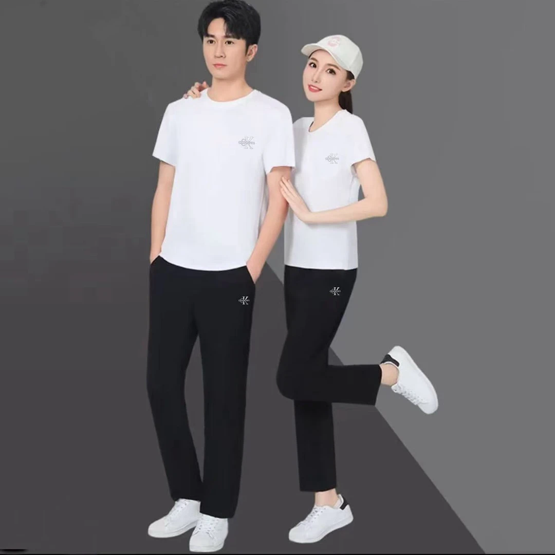 袖夏季休闲速干高弹运动套装情侣休闲透气清凉感裤子