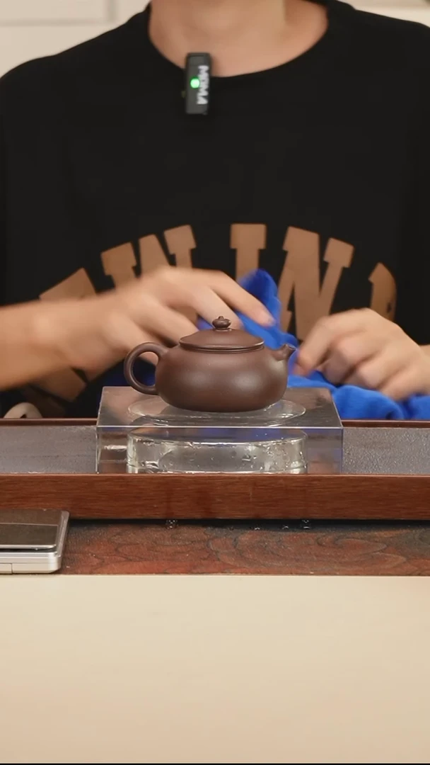 茶壶紫砂寒江深井紫泥125cc内推孔