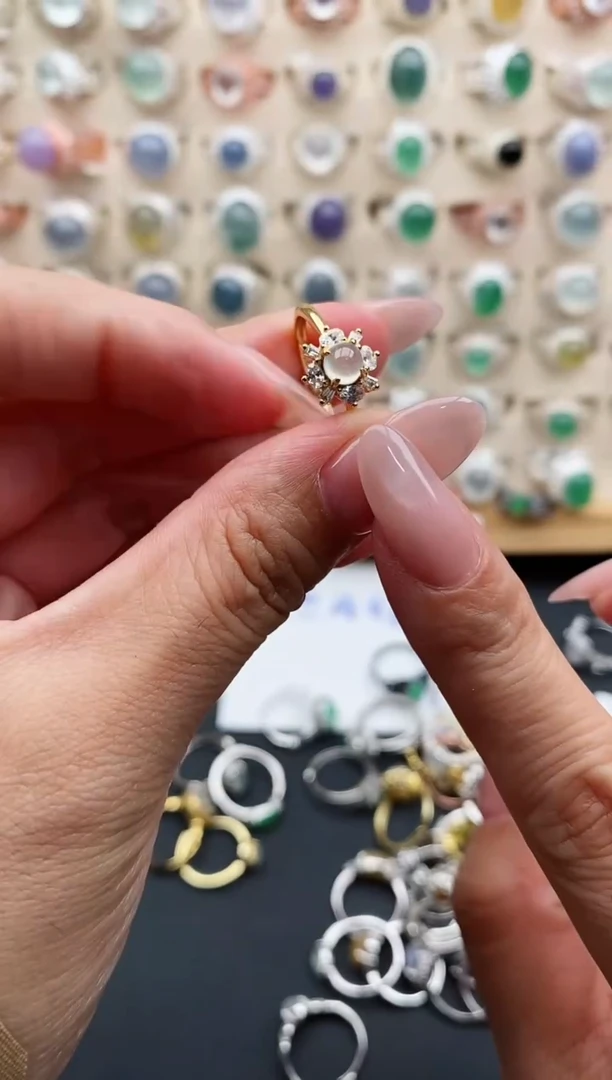 银S925镶嵌戒指翡翠天然缅甸翡翠A货111-2-3