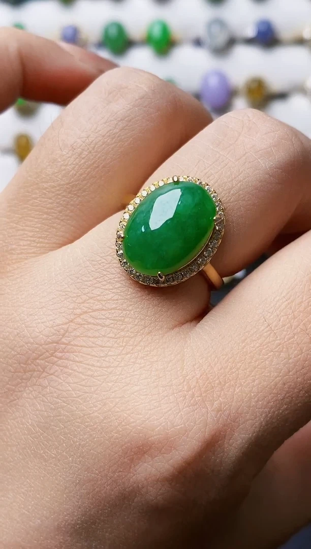 银S925镶嵌戒指翡翠3526