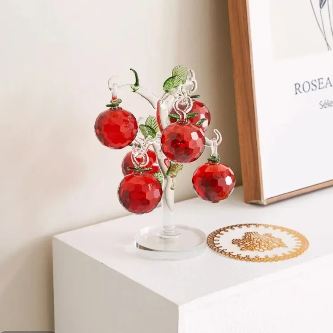 水晶红苹果树居家客厅装饰摆件电视柜酒柜工艺品软装饰品水晶摆件