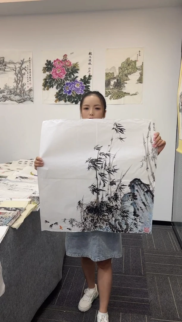 国画国画国画鉴赏手绘实稿-竹子-70*70斗方