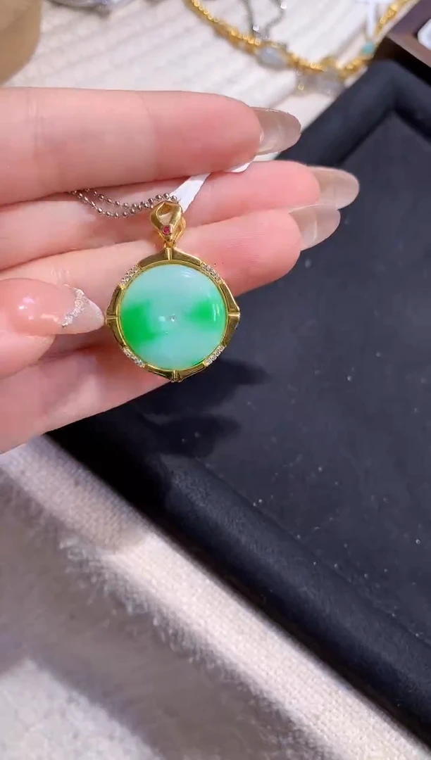 吊坠(不含链)银S925镶嵌翡翠【挽石珠宝】平安扣