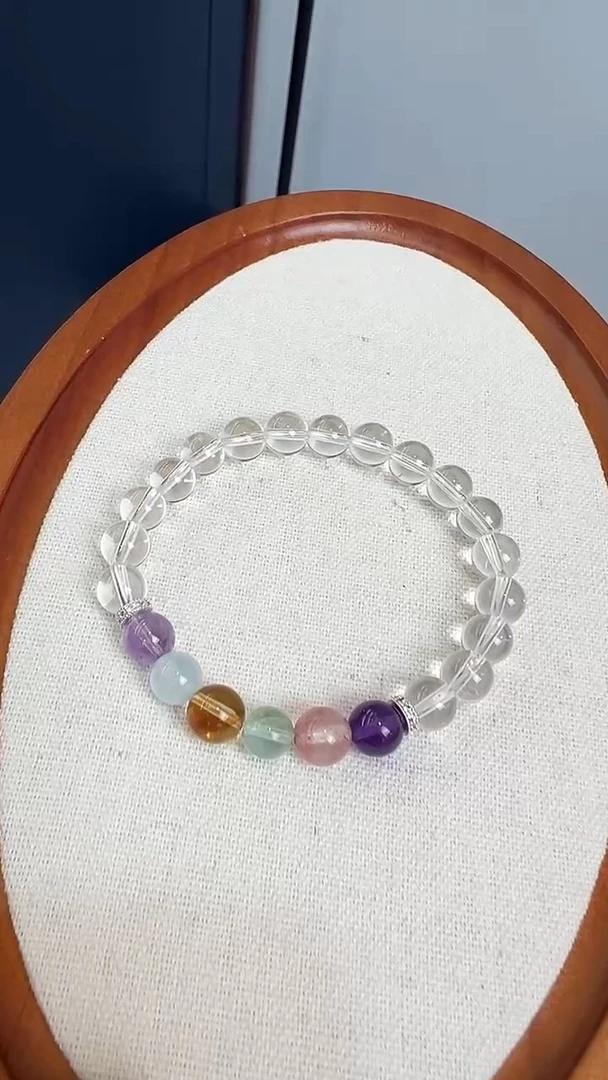 水晶手链未镶嵌蚂蚁家多宝白水晶手串