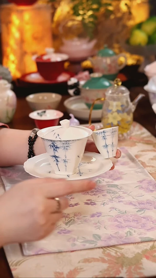 青花竹逸三件套 哈哈哈