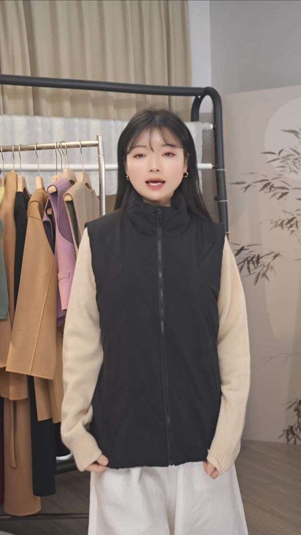 高领加厚桑蚕丝马甲黑色M码