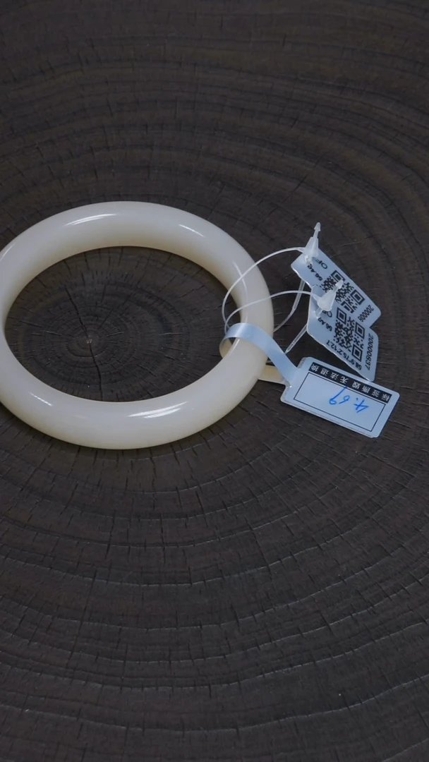 和田玉手镯未镶嵌58.7圈口正装宽版高货浓藕粉手镯