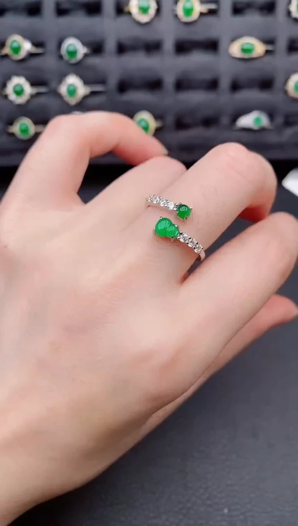 银S925镶嵌戒指翡翠天然a货翡翠126