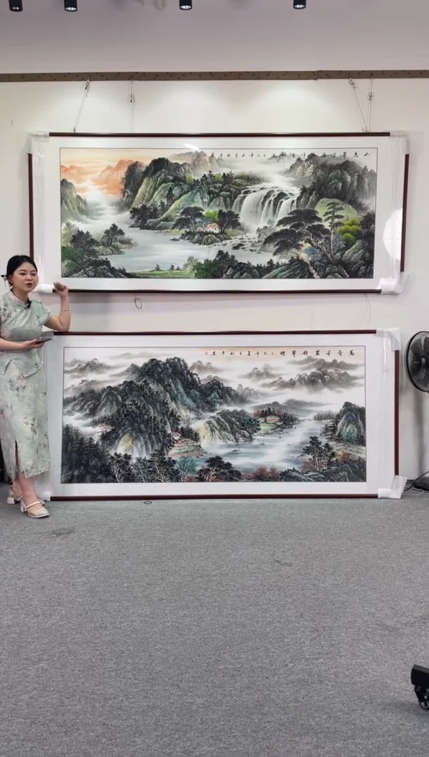 国画山为翠浪涌260*110手绘国画