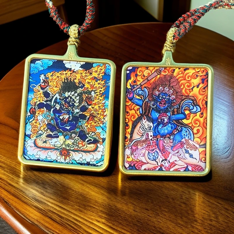 藏式唐卡六臂大黑天大威德金刚黑财神藏式唐卡挂饰招财