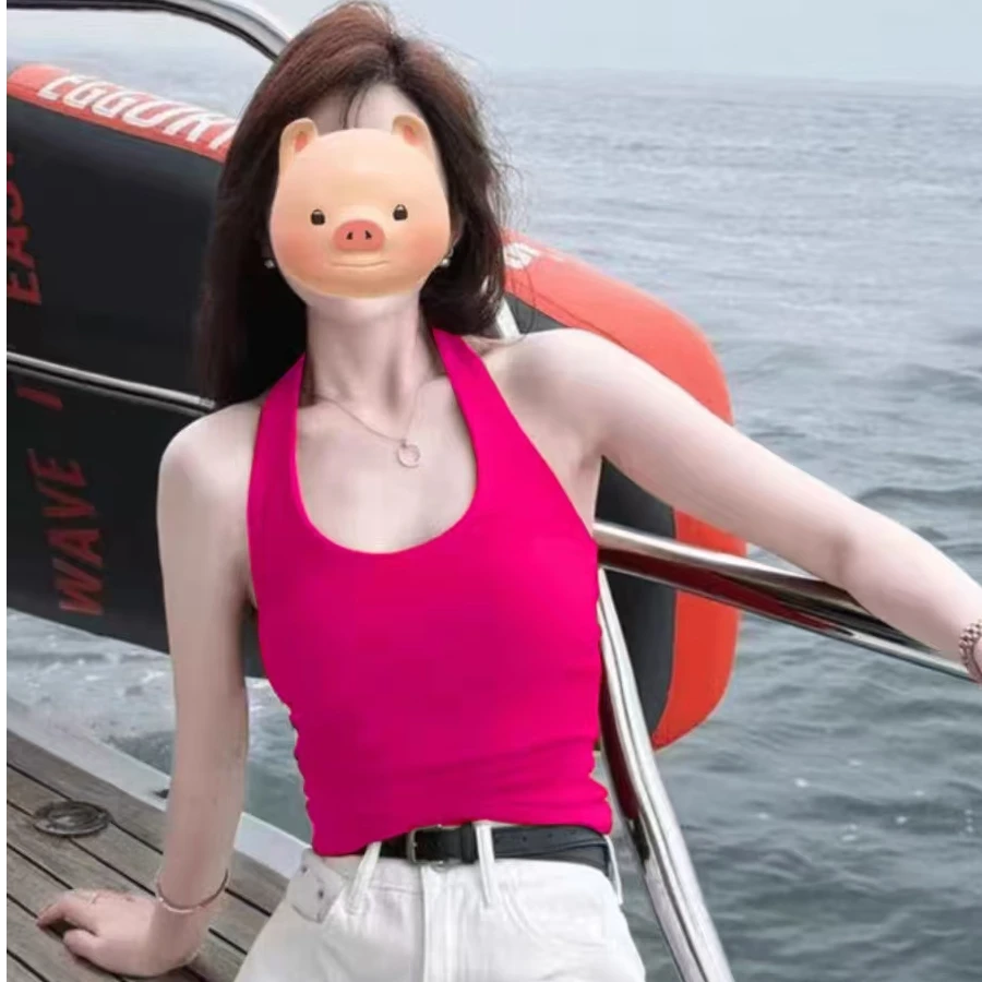 红色海边小吊带白色吊带背心背心内衣女外穿夏美背挂脖打底抹胸