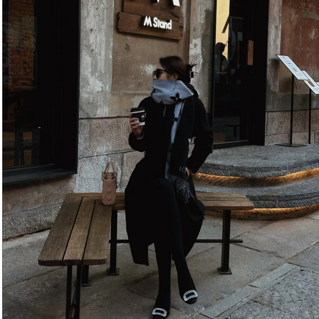 BOMP潮流时尚双面羊绒经典流苏款CC