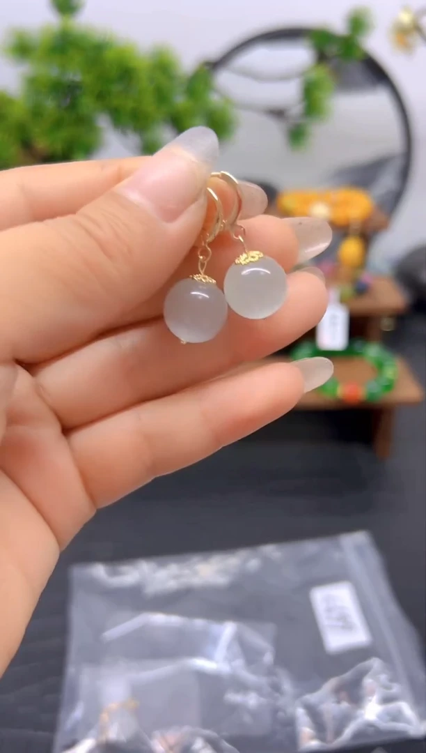 【闪购商品】碧玺猫眼耳饰14K金镶嵌耳饰E699