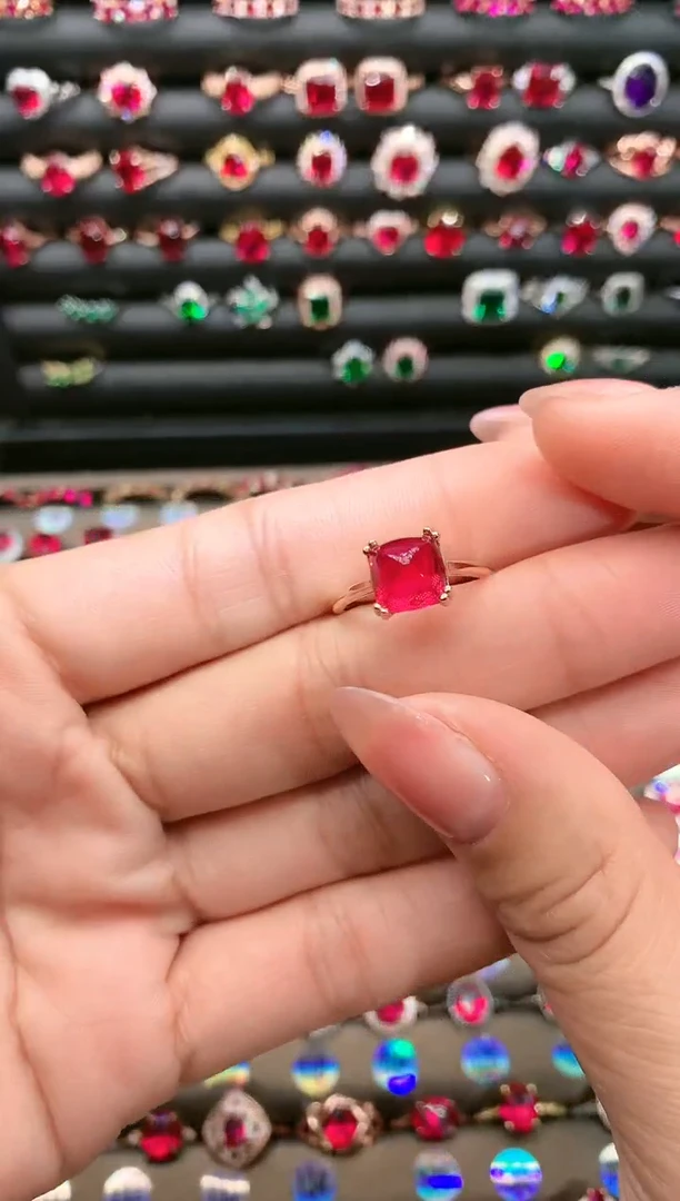 【闪购商品】红宝石戒指银S925镶嵌糖塔