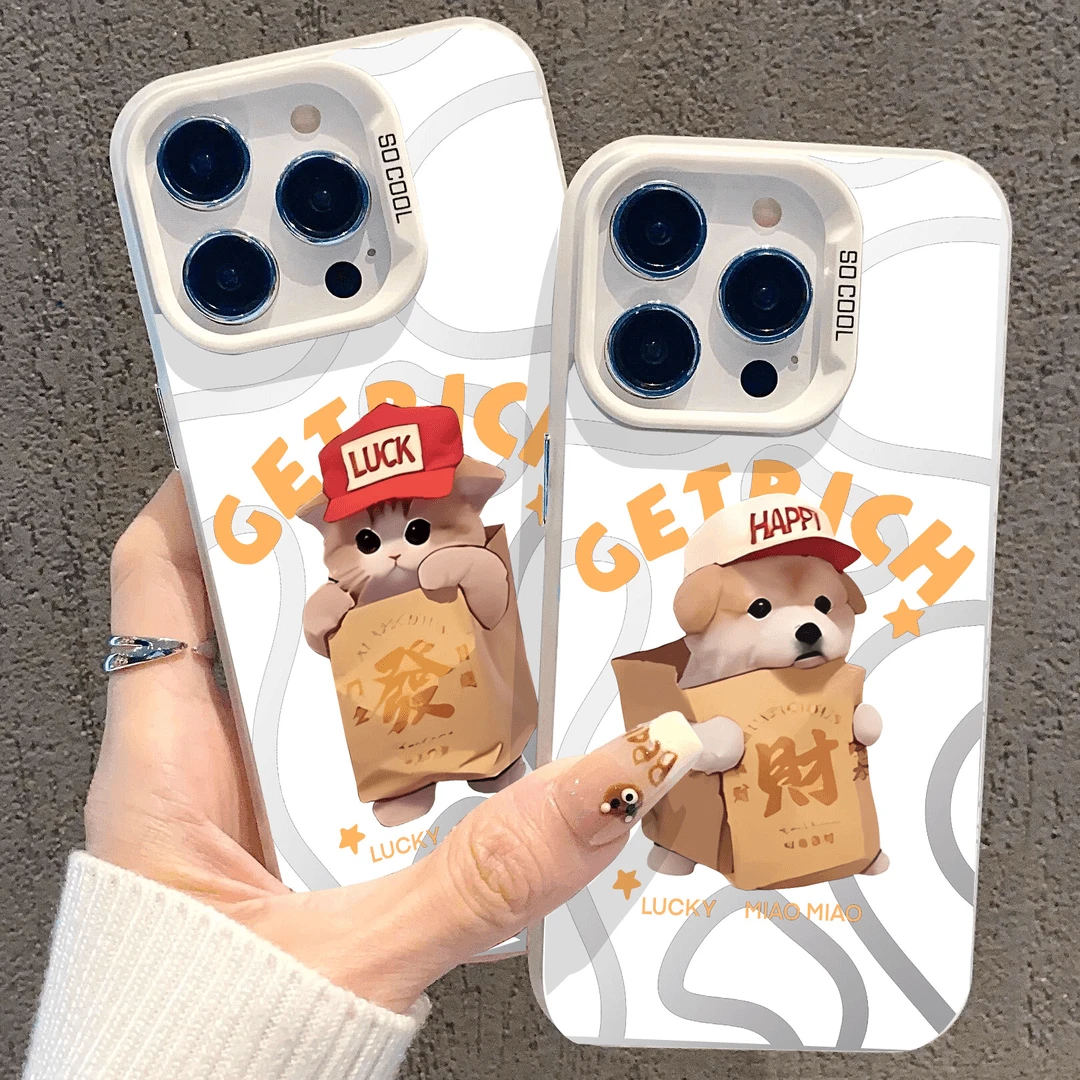 新款高级感个性简约手机壳情侣猫狗适用苹果16华为oppo小米15vivo