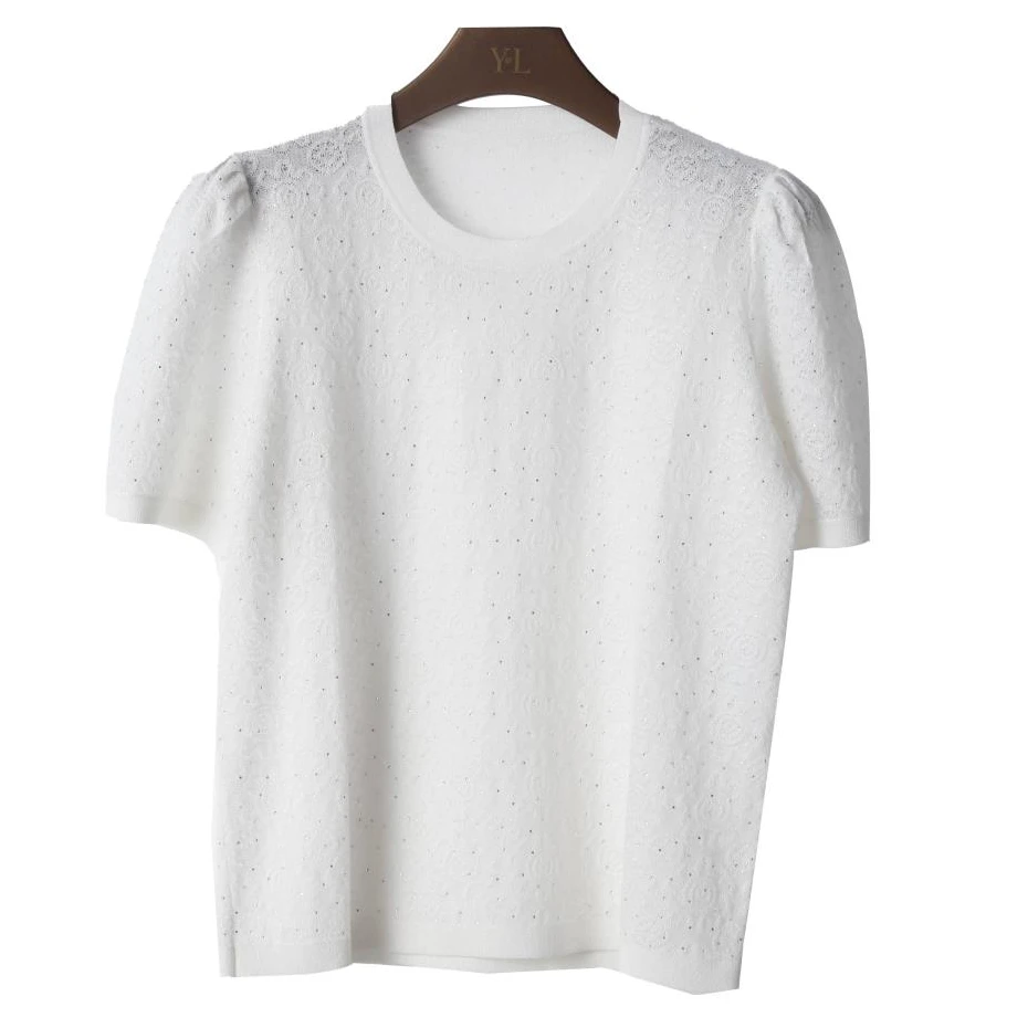 姚领白色女装夏季纯色套头针织衫880K21844