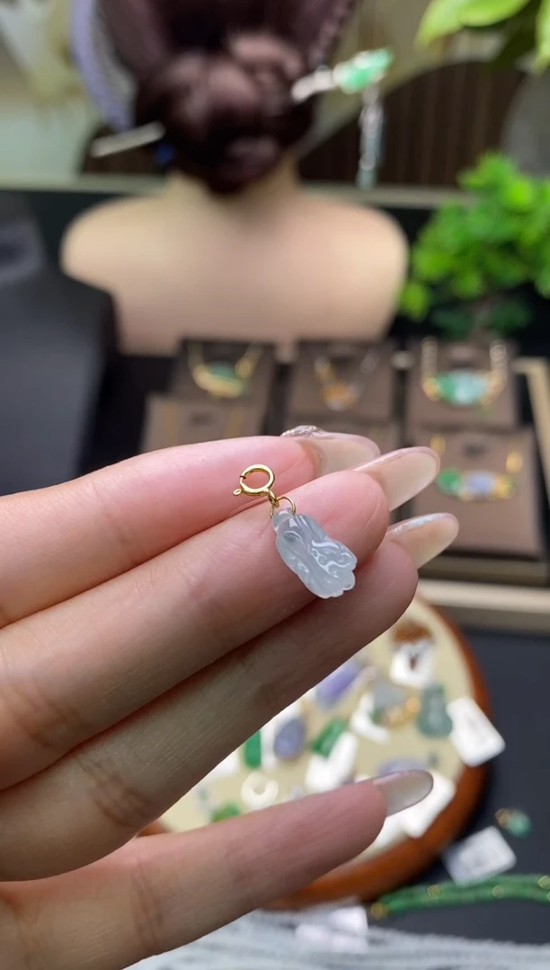 翡翠18K金镶嵌颈饰净货19433