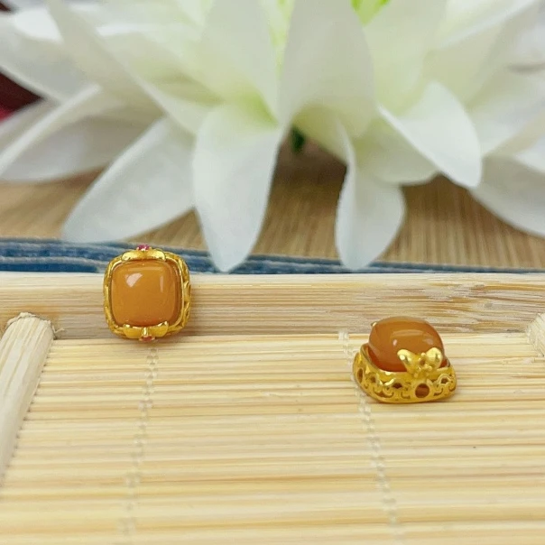 【萌宝饰品】B66蜜蜡老蜜中方形蛋面通孔10*10mm配件DIY多样性发一