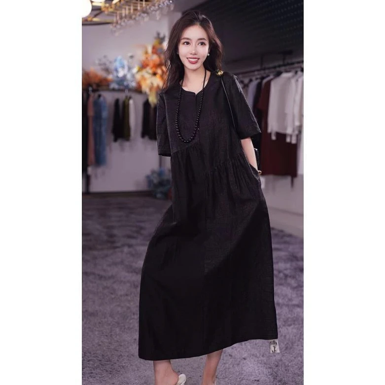 【28姆米100%桑蚕丝香云纱】夏季超显瘦连衣裙TSY--99138--