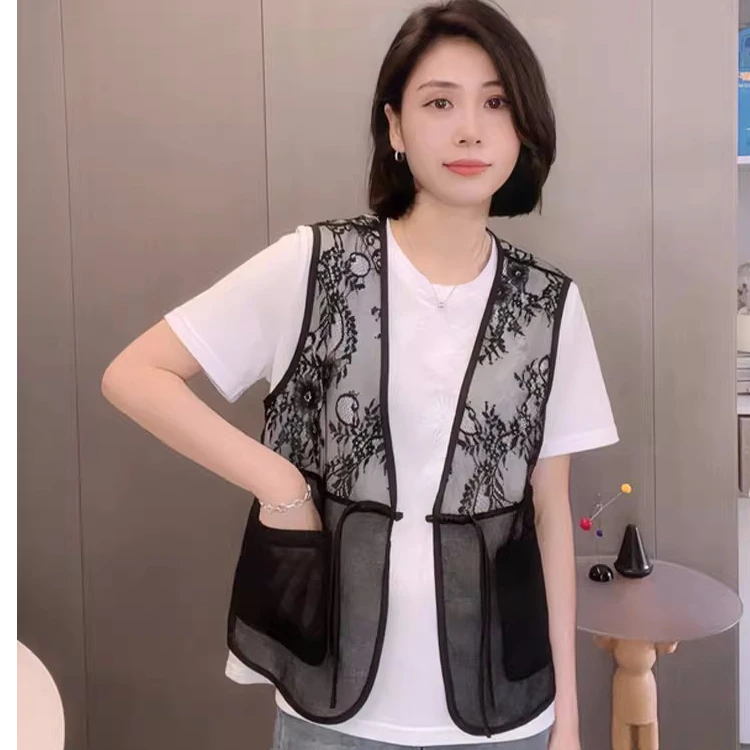 马夹短款圆领纯色夏季薄款通勤风无袖马甲女士女装针织百搭
