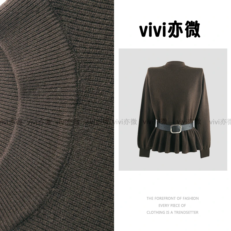 vivi亦微 |轻奢风时尚潮流收腰针织衫设计感长袖上衣HBZWW918488
