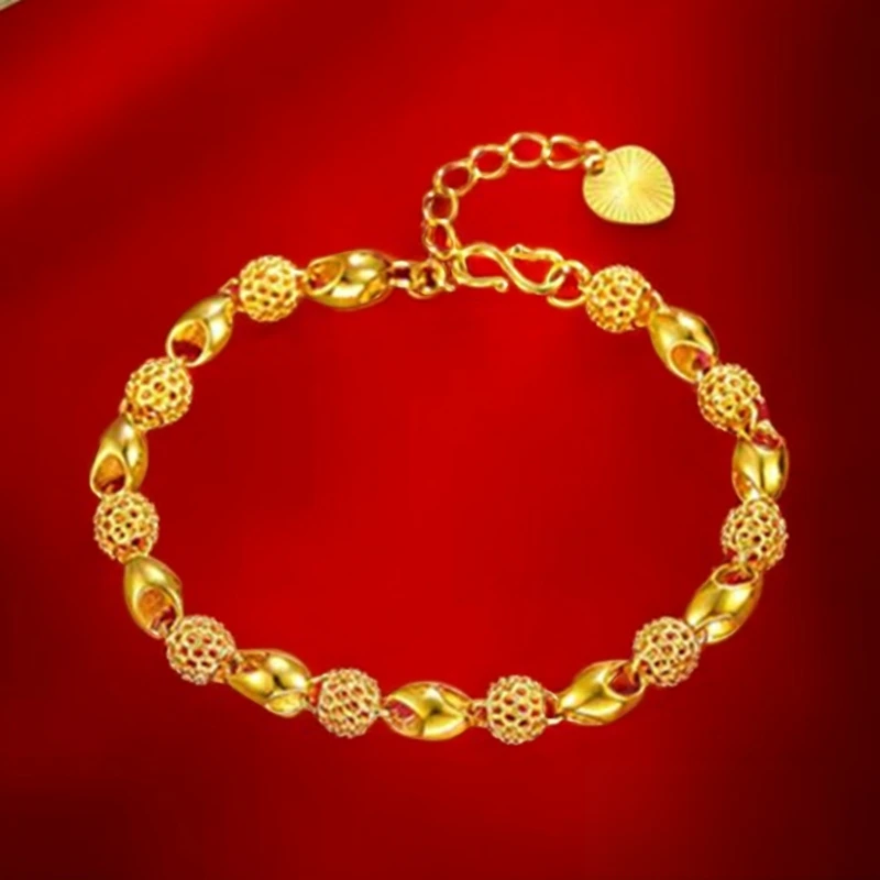 合金手链 时尚百搭黄金色手链女款精美气质简约经典磨砂素款女士