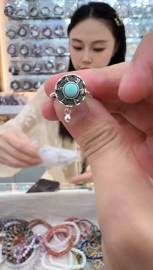 925银无S925银松松六字箴言戒指