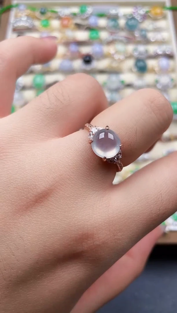 银S925镶嵌戒指翡翠浅*1