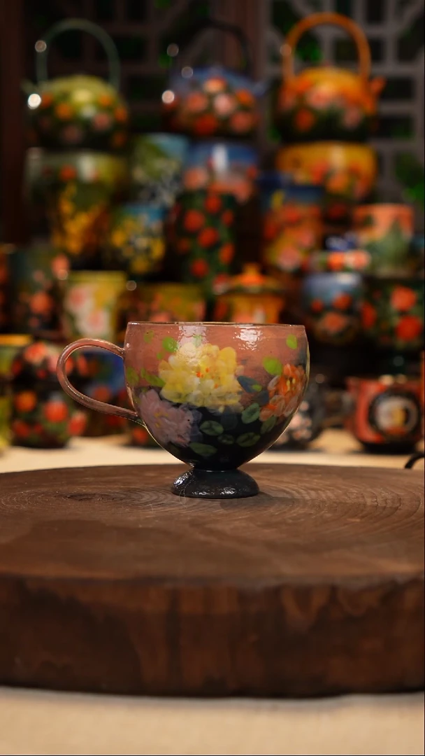 紫砂 油画釉下彩手绘