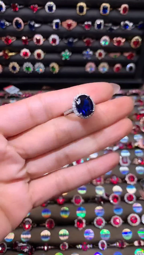 【闪购商品】蓝宝石戒指银S925镶嵌1012