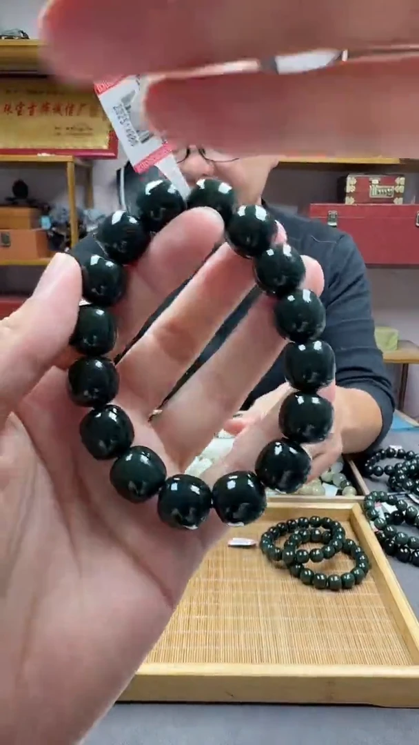 未镶嵌手串和田玉14沙早青藏青