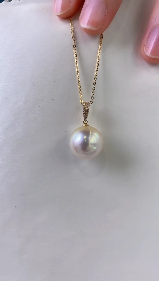 【闪购商品】海水珍珠吊坠(不含链)18K金镶嵌14-15海水珍珠吊坠