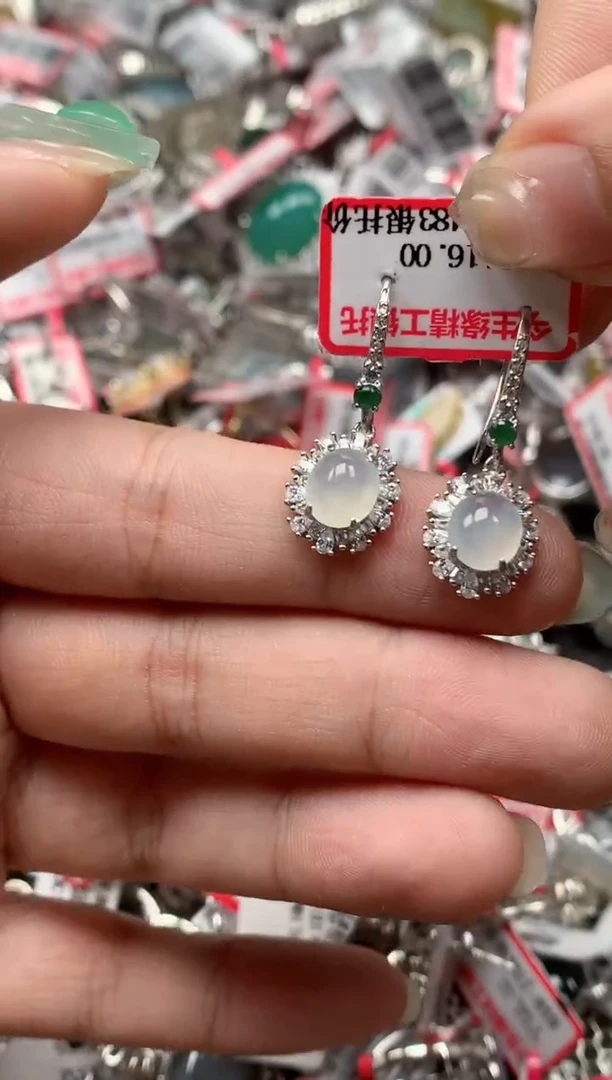 银S925镶嵌戒指翡翠天然A货缅甸翡翠