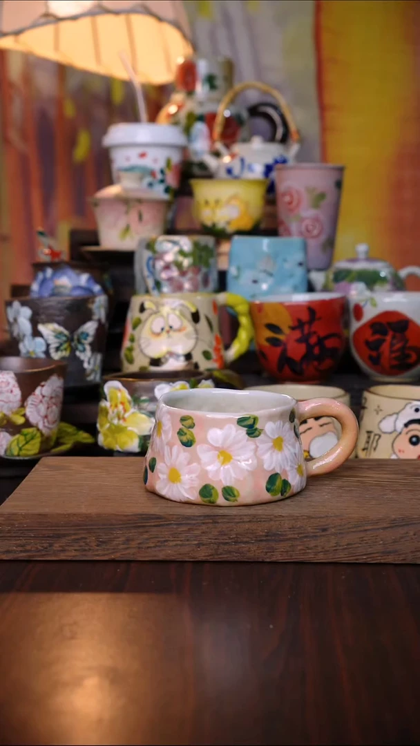 杯子陶泥垚手作 景德镇手工手绘陶瓷器物