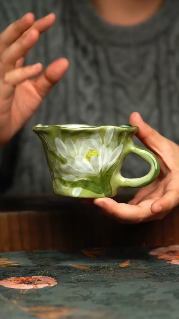 杯釉下彩手工手绘同款陶器
