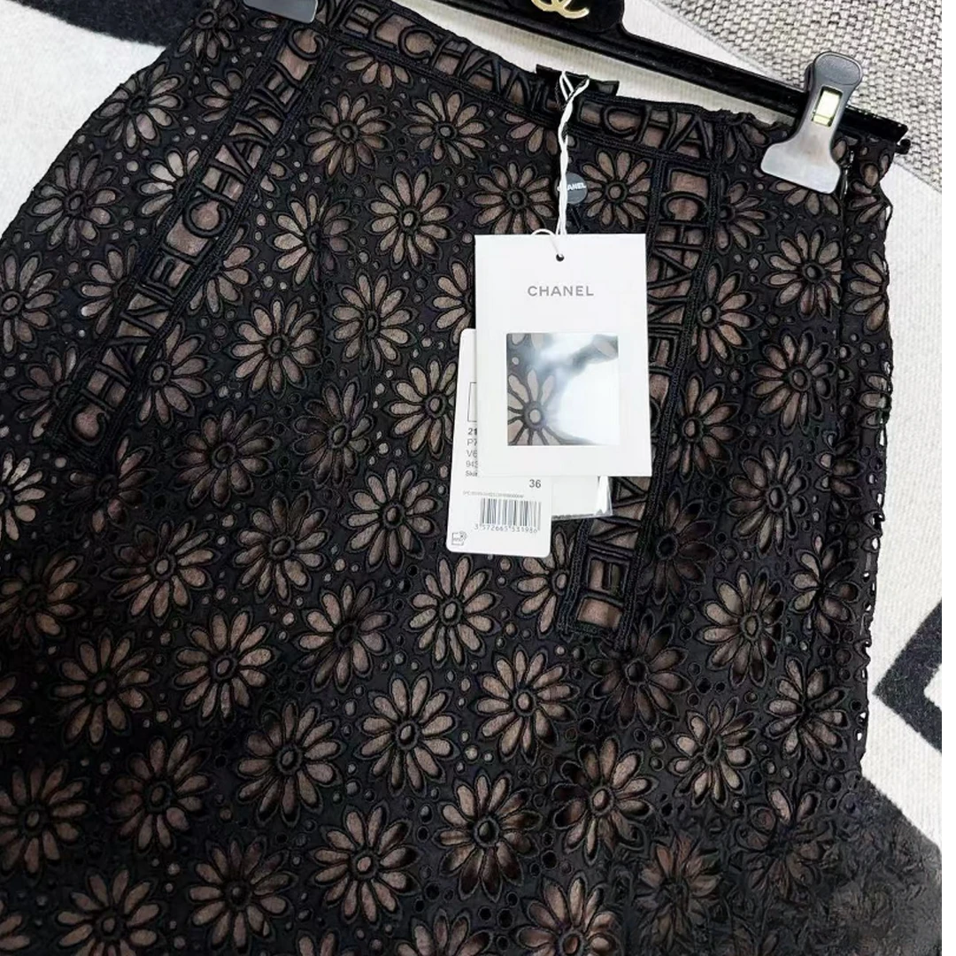 99新 Chanel/香奈儿 21S雏菊满印蕾丝镂空半身裙36码腰围70