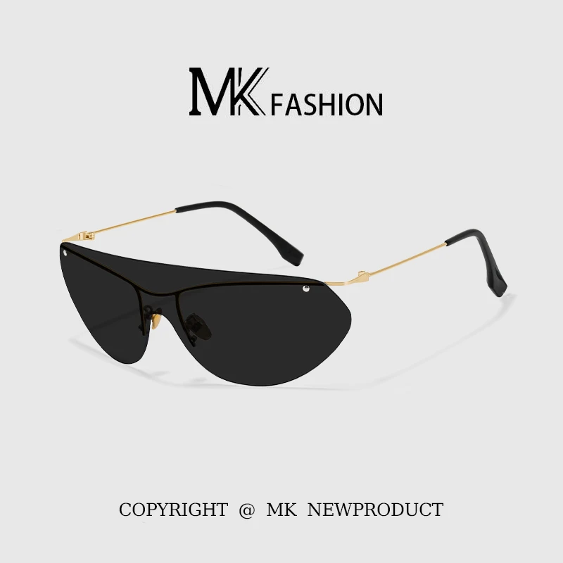 墨镜女个性运动骑行细边无框时髦欧美复古高级感太阳镜凹造型时尚