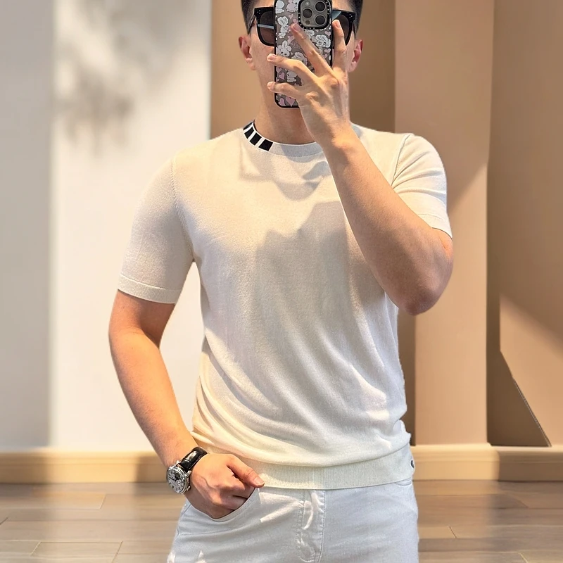 古帝特尼“100 莱赛尔”春夏新款纯色舒适格领圆领套头短袖SJ-26008