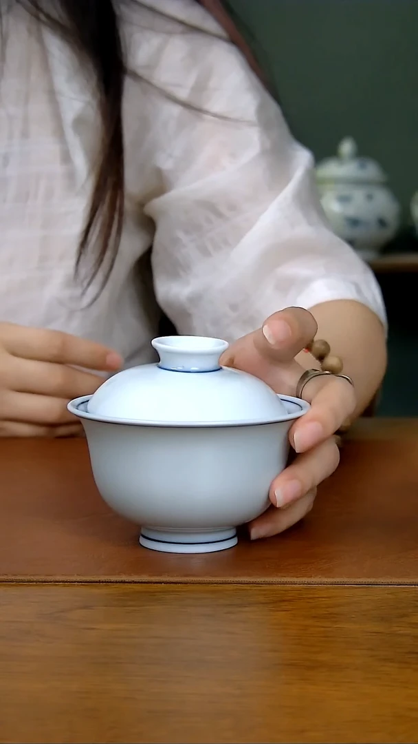 陶瓷白胎两才盖碗（柴窑）