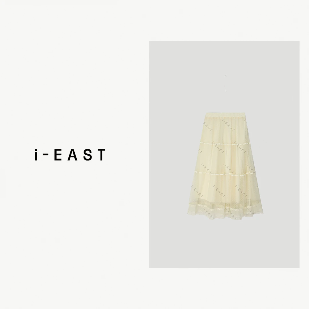 i-EAST 浪漫贵奢~波点刺绣纱纱半身裙-4D Q13126